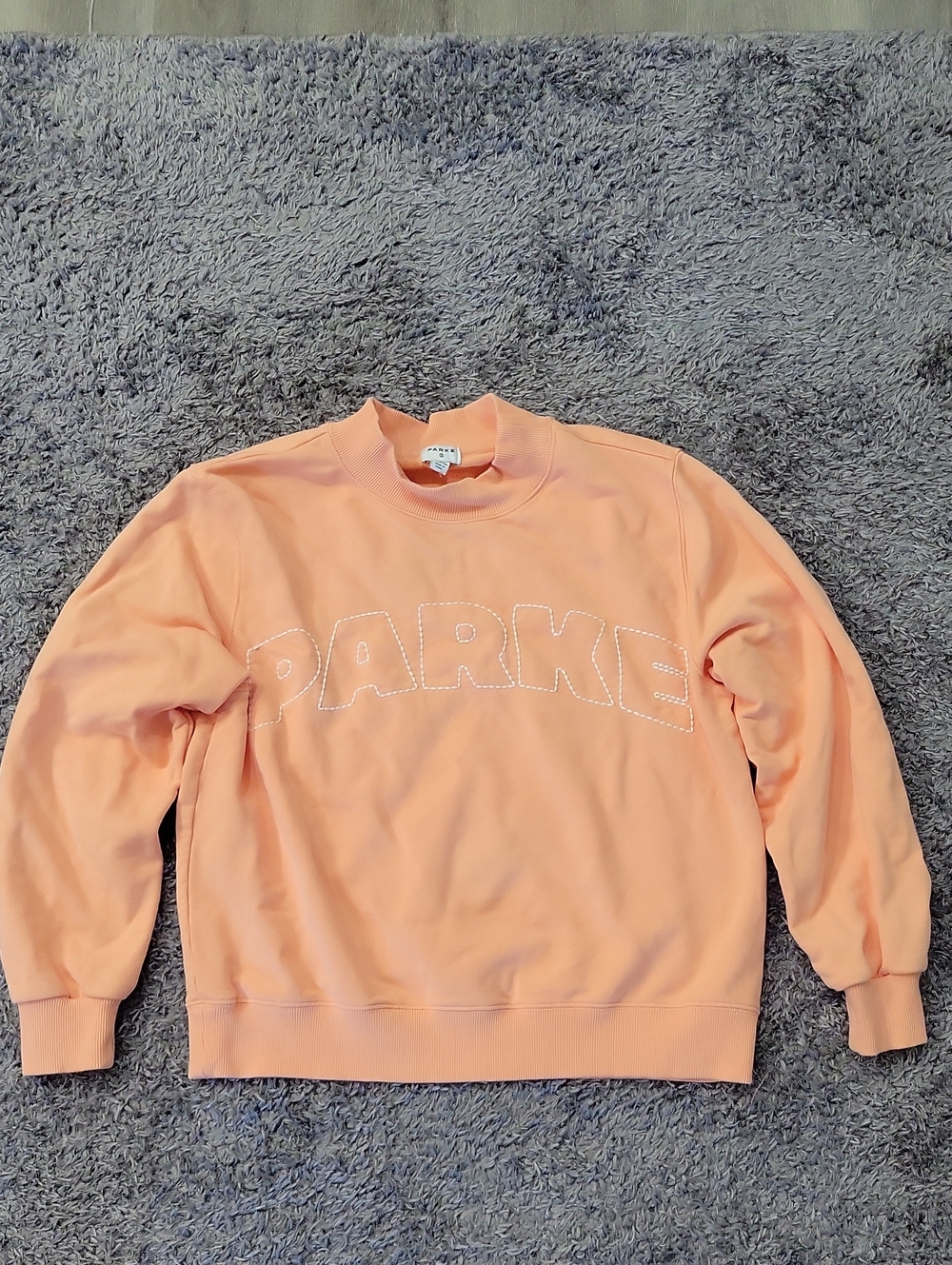 Parke Target Mockneck Logo Pullover Sweatshirt Orange Peach XXS / XS NEW